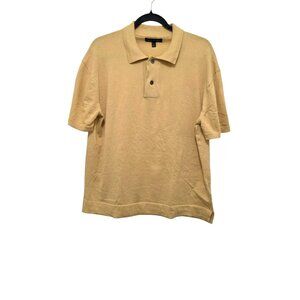 Banana Republic Men's L Yellow Short-Sleeve Beach Vacation Polo Shirt Side Slit